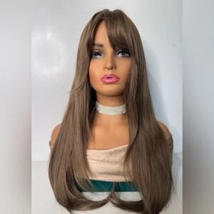 Ash Medium Brown #4 Long Straight Hair Wig - Realistic Look